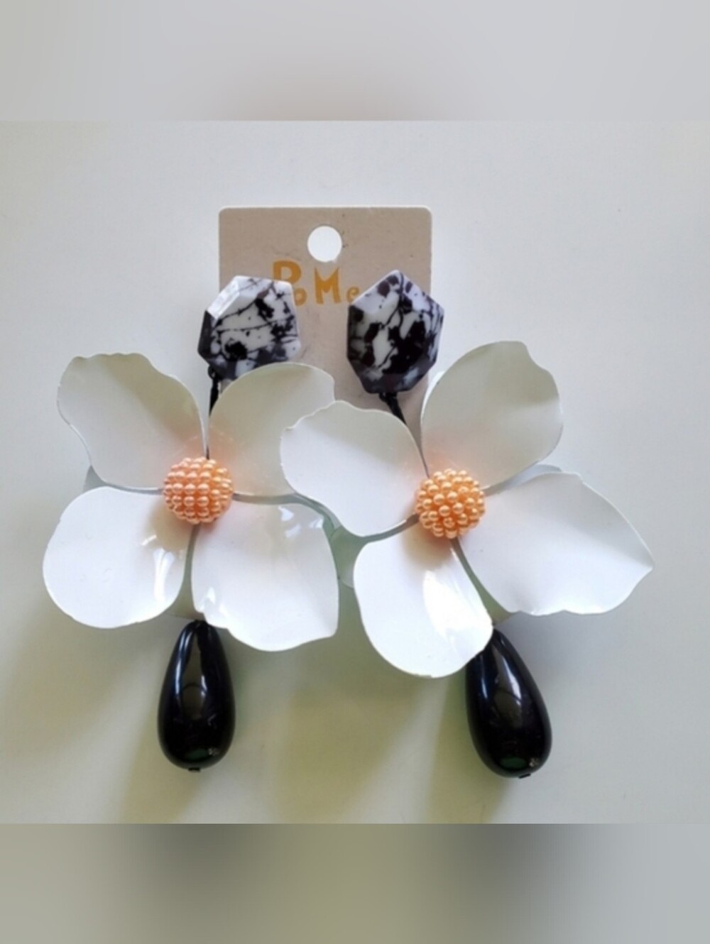 White Flower Statement Earrings